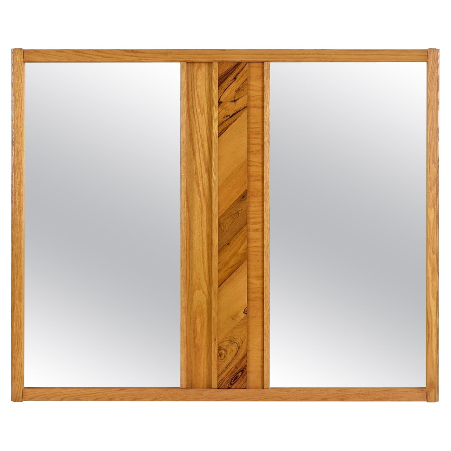 Specchio brutalista vintage in radica d'acero, noce, palissandro e Oak di Tabago Ltd.