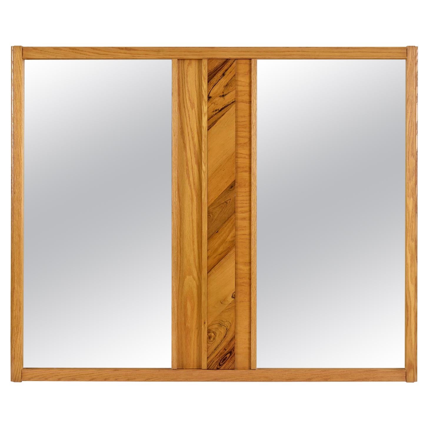 Vintage Maple Burl Walnut Rosewood and Oak Brutalist Mirror by Tabago Ltd.