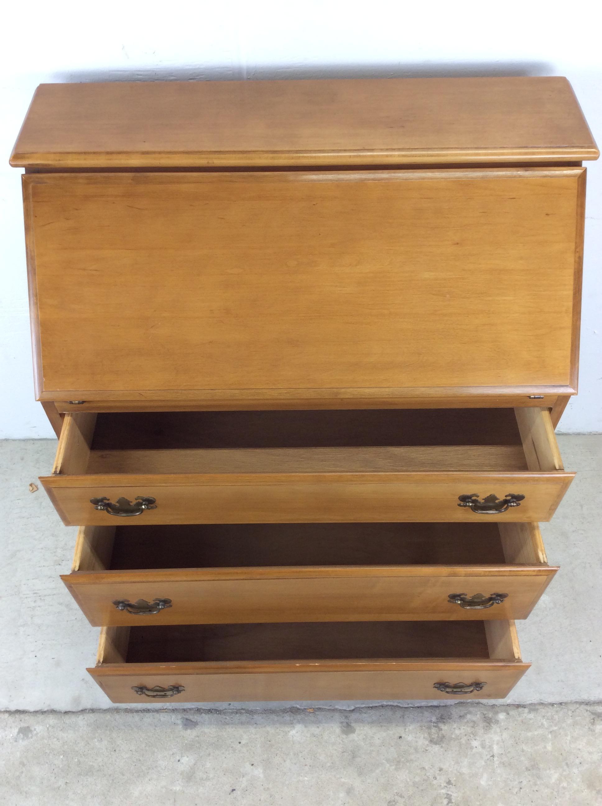 Vintage Maple Chest of Drawers with Drop Front Writing Desk For Sale 7