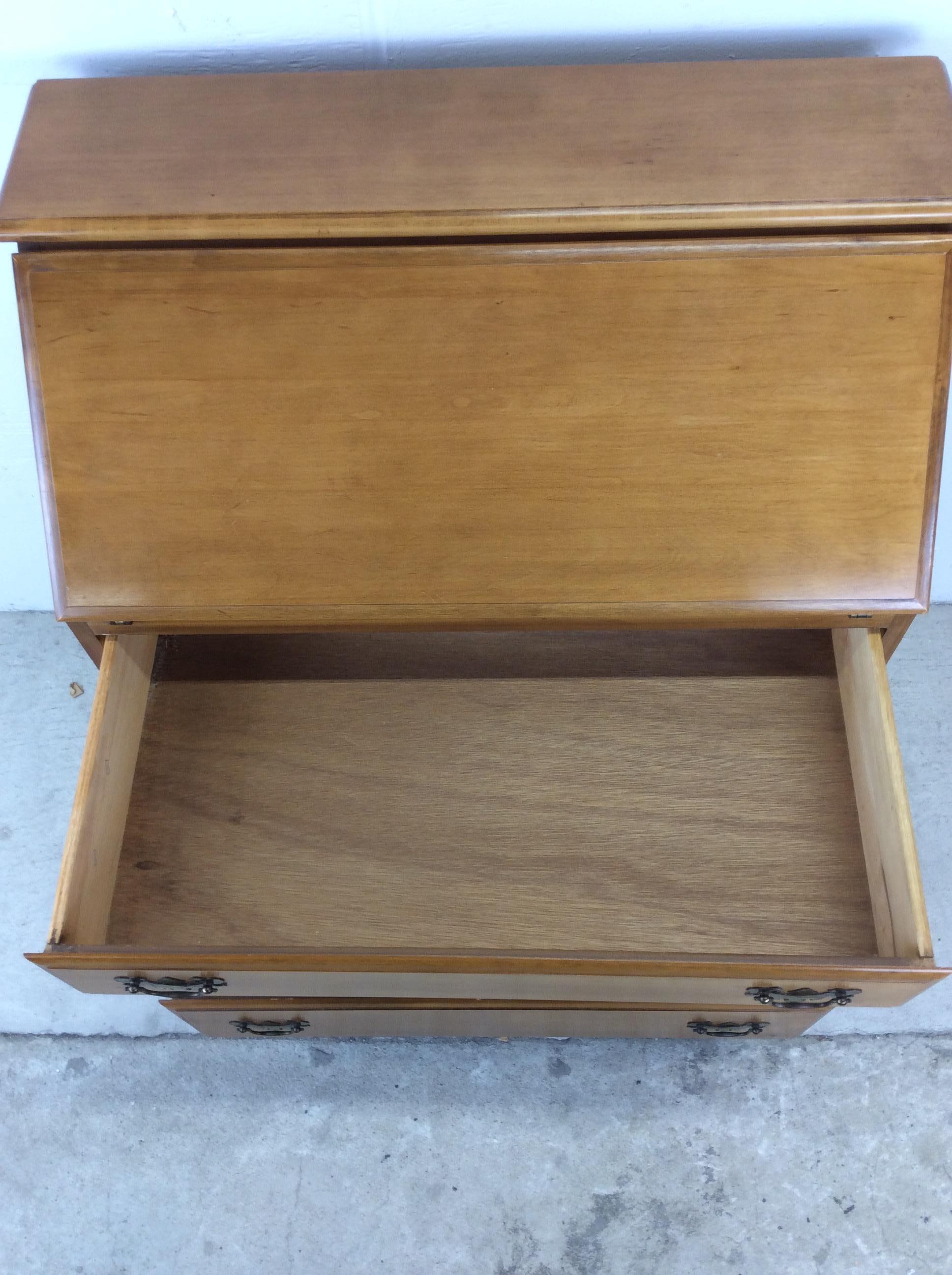 Vintage Maple Chest of Drawers with Drop Front Writing Desk For Sale 9