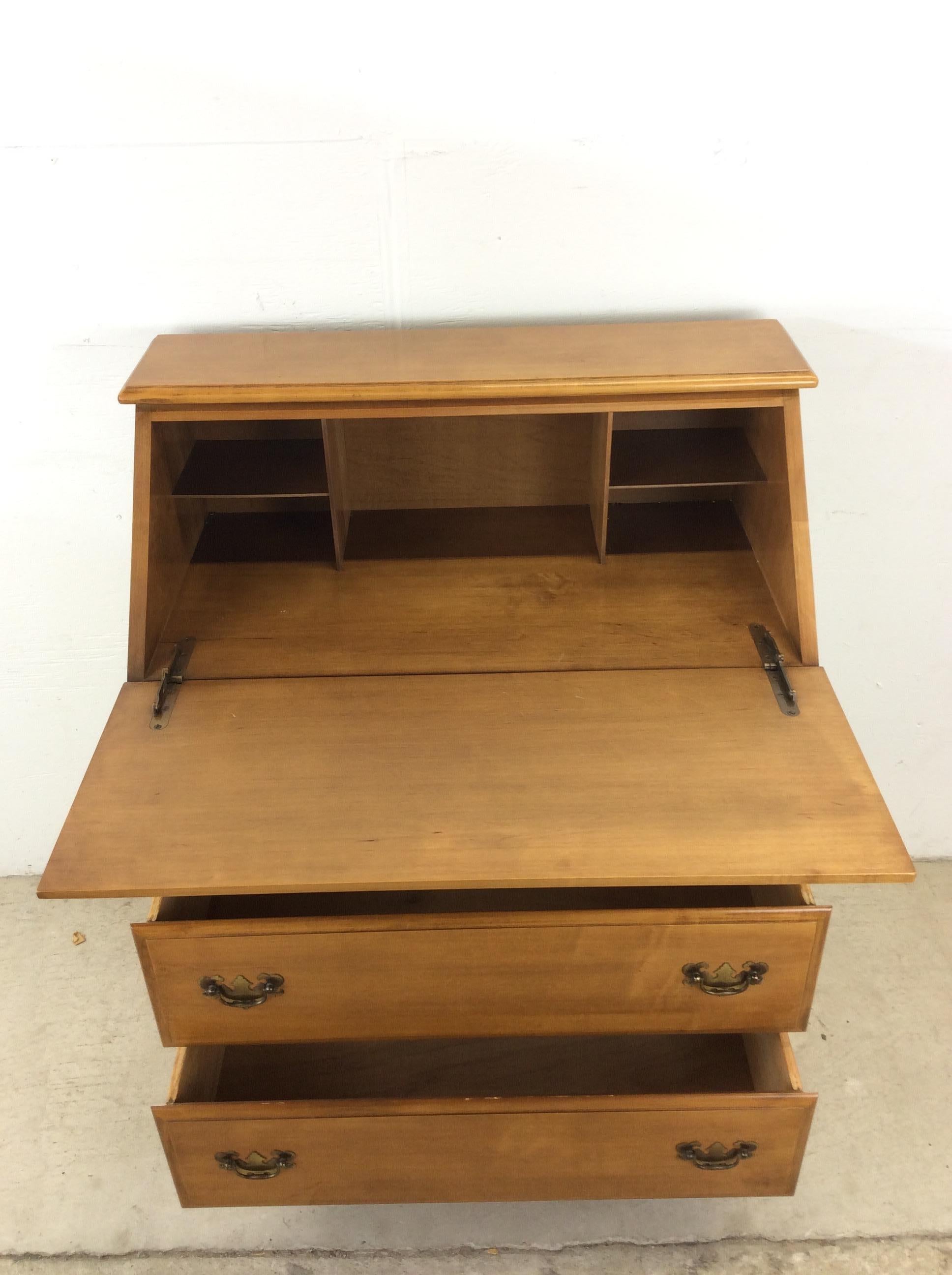 Vintage Maple Chest of Drawers with Drop Front Writing Desk For Sale 10