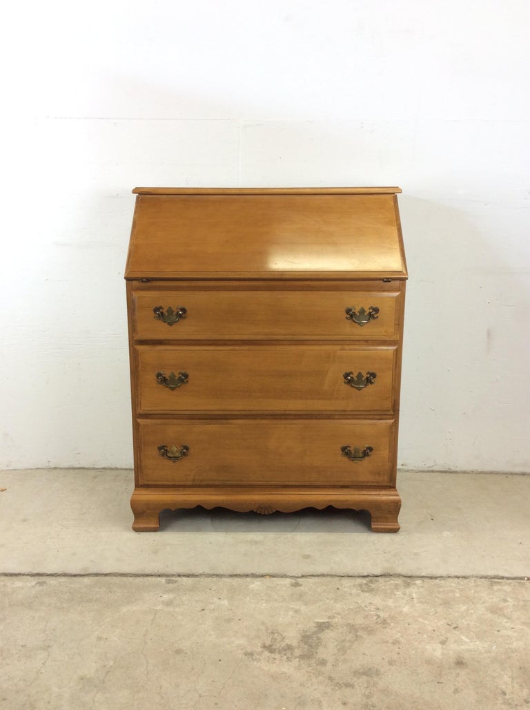 Vintage Maple Chest of Drawers with Drop Front Writing Desk For Sale at 1stDibs