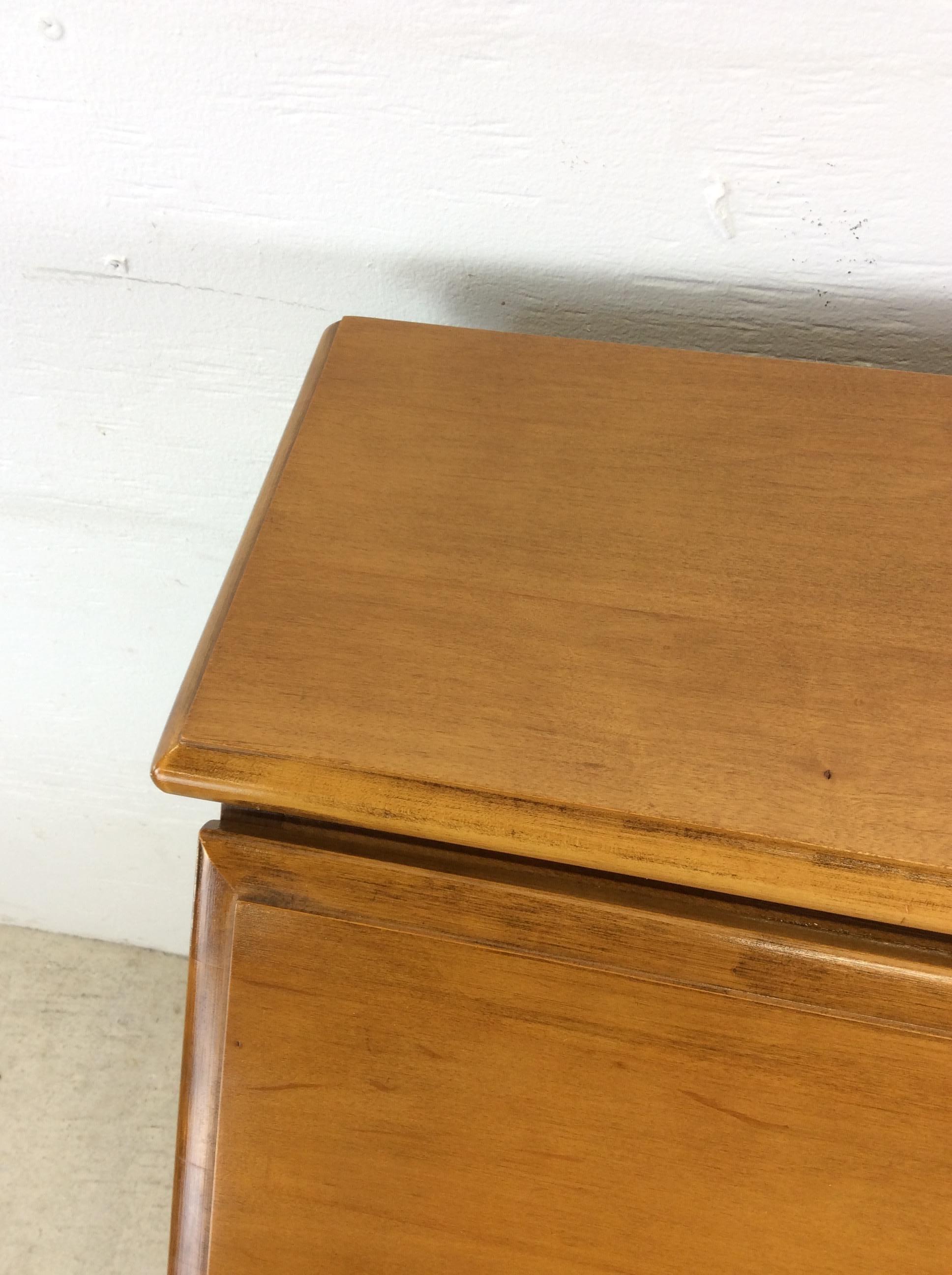 Mid-20th Century Vintage Maple Chest of Drawers with Drop Front Writing Desk
