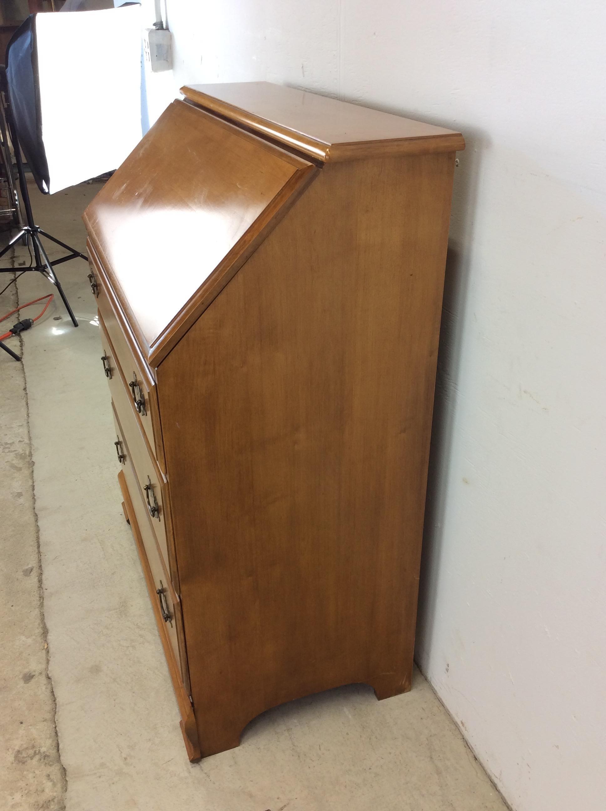 Vintage Maple Chest of Drawers with Drop Front Writing Desk For Sale 2