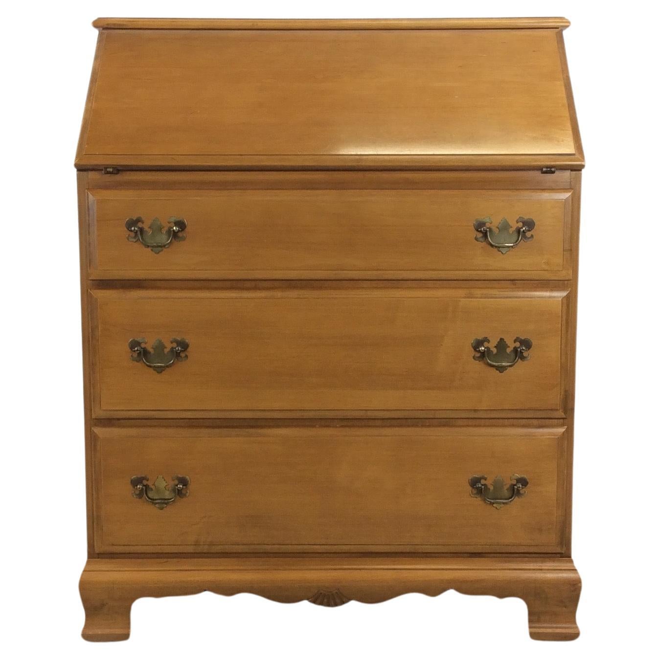Vintage Maple Chest of Drawers with Drop Front Writing Desk For Sale