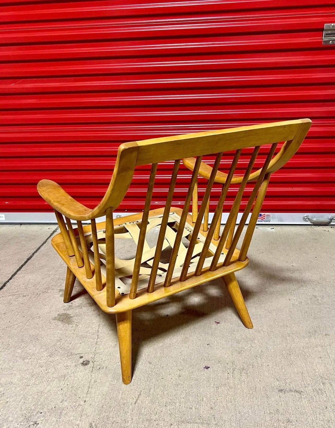 American Vintage Maple Conant Ball Spindle Lounge Chair For Sale
