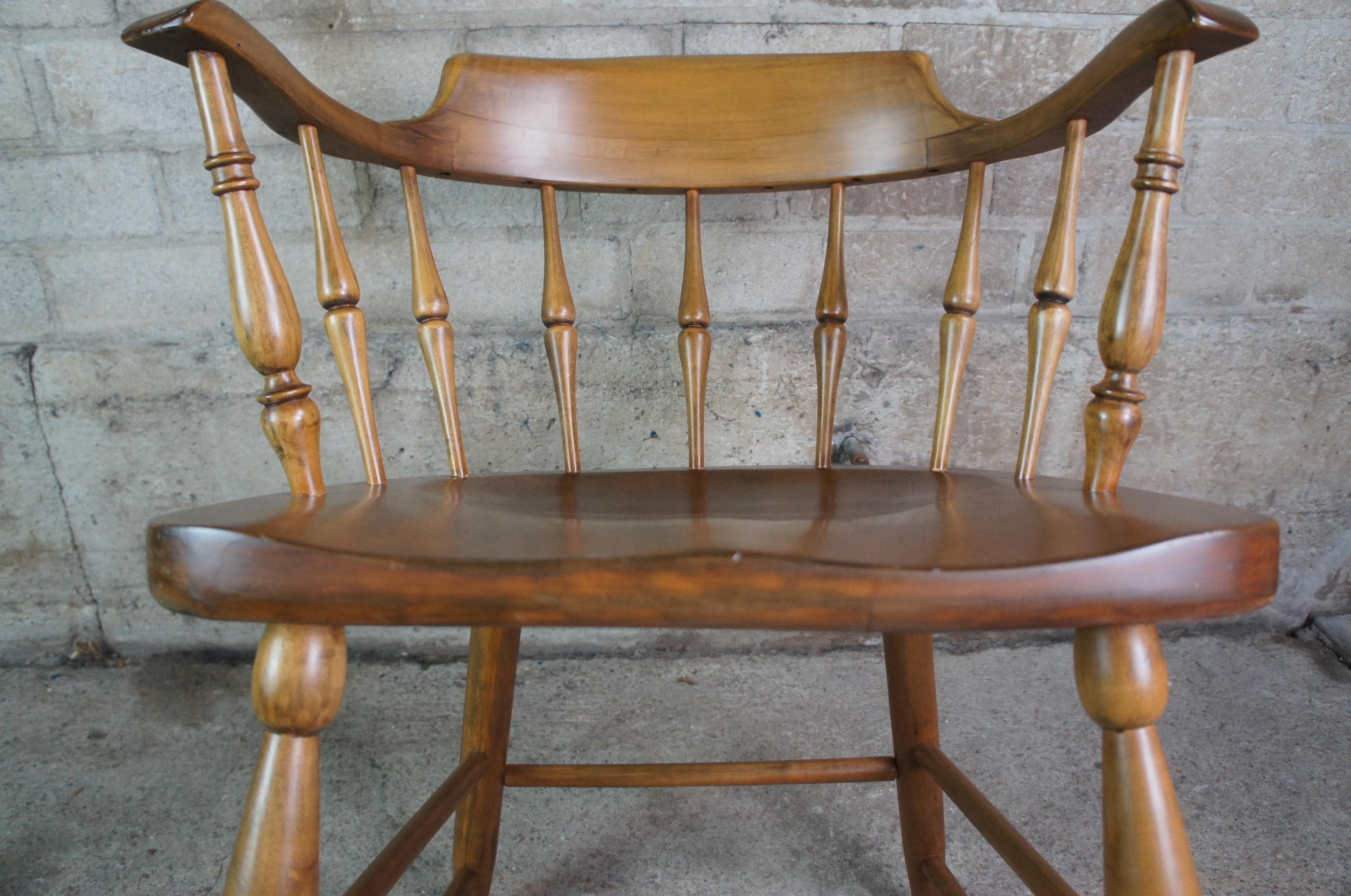 Vintage Maple Farmhouse Barrel Back Tavern Caboose Country Dining Arm Pub Chair 4