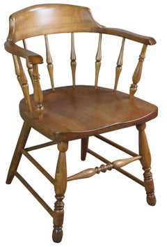 Vintage Maple Farmhouse Barrel Back Tavern Caboose Country Dining Arm Pub Chair