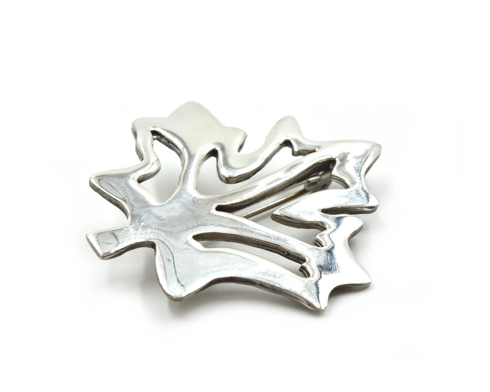Women's or Men's Vintage Maple Leaf Sterling Silver Pin