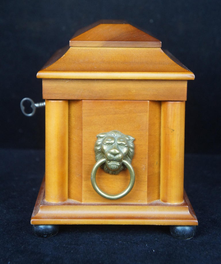 Vintage Maple Lion Head Empire Keepsake Jewelry Casket Vanity Chest