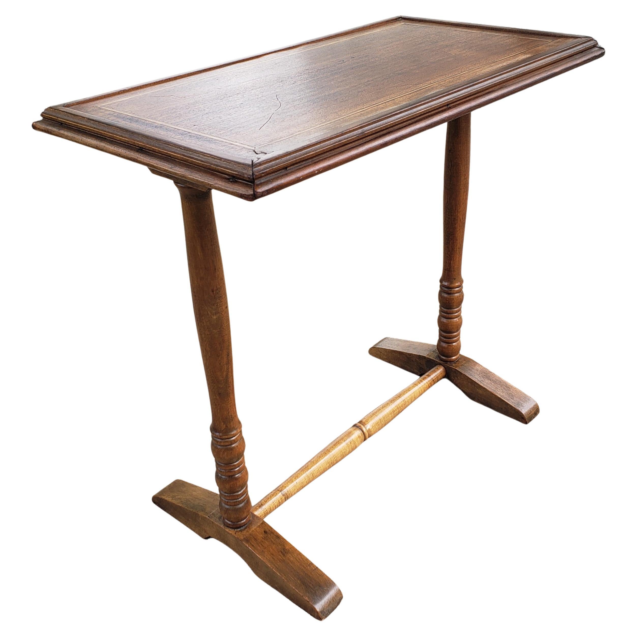 Woodwork Vintage Maple, Mahogany and Satinwood Inlays Small Trestle Table For Sale