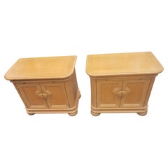 Vintage Maple Nightstand Cabinets with Pull-Out Tray