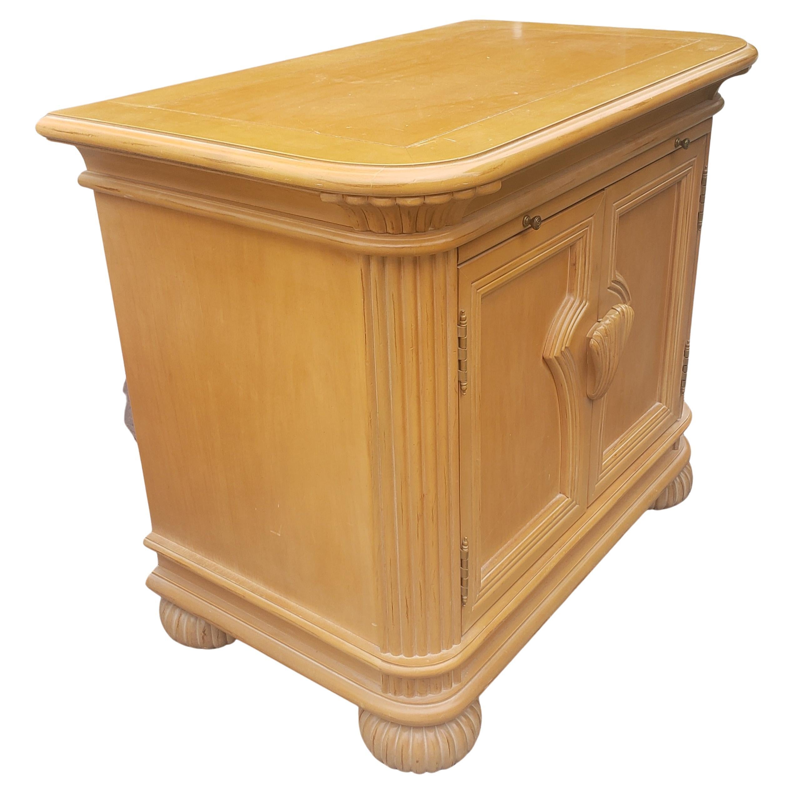 Woodwork Vintage Maple Nightstand Cabinets with Pull-Out Tray For Sale