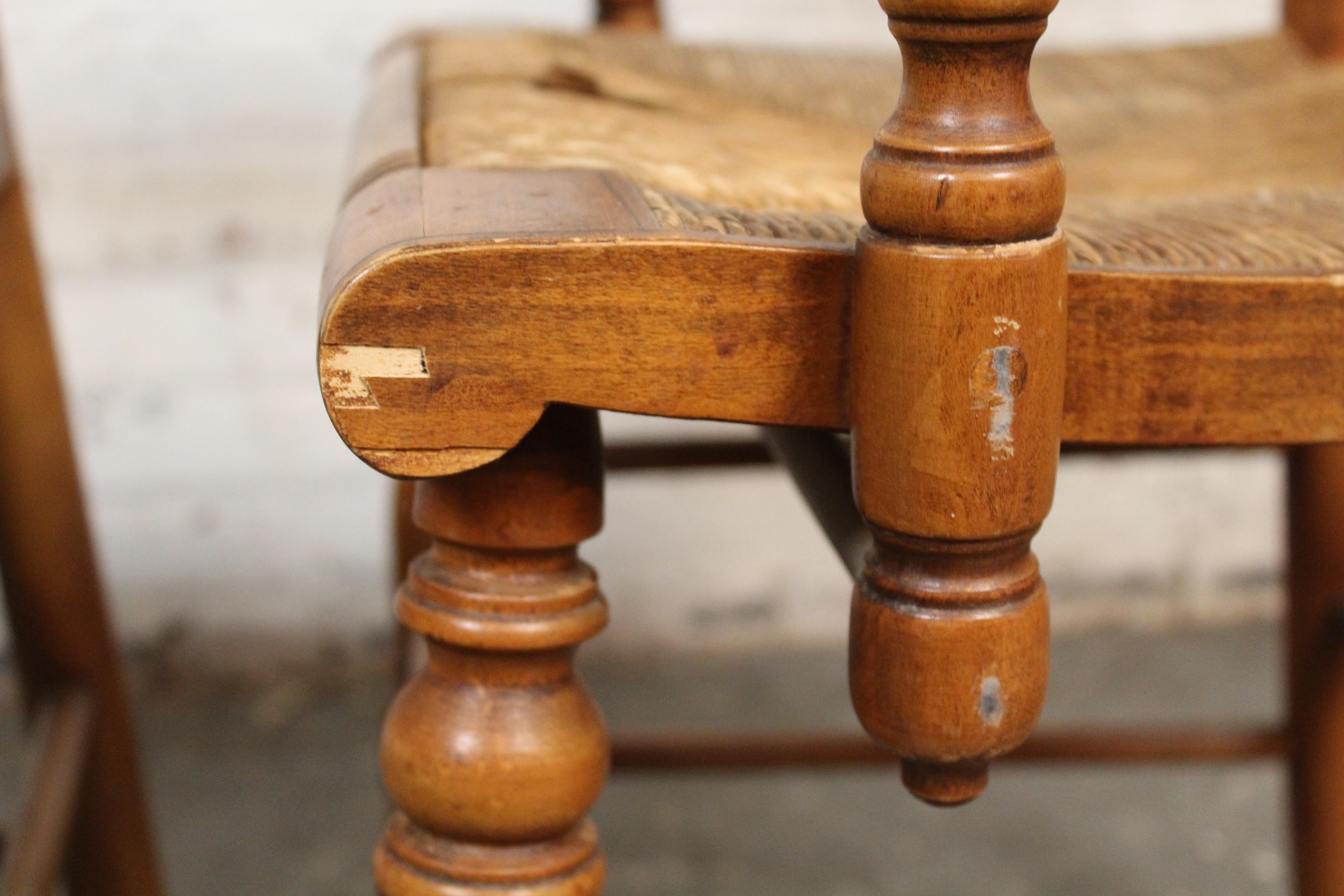 Vintage Maple & Rush Harvest Chairs by L. Hitchcock For Sale 4