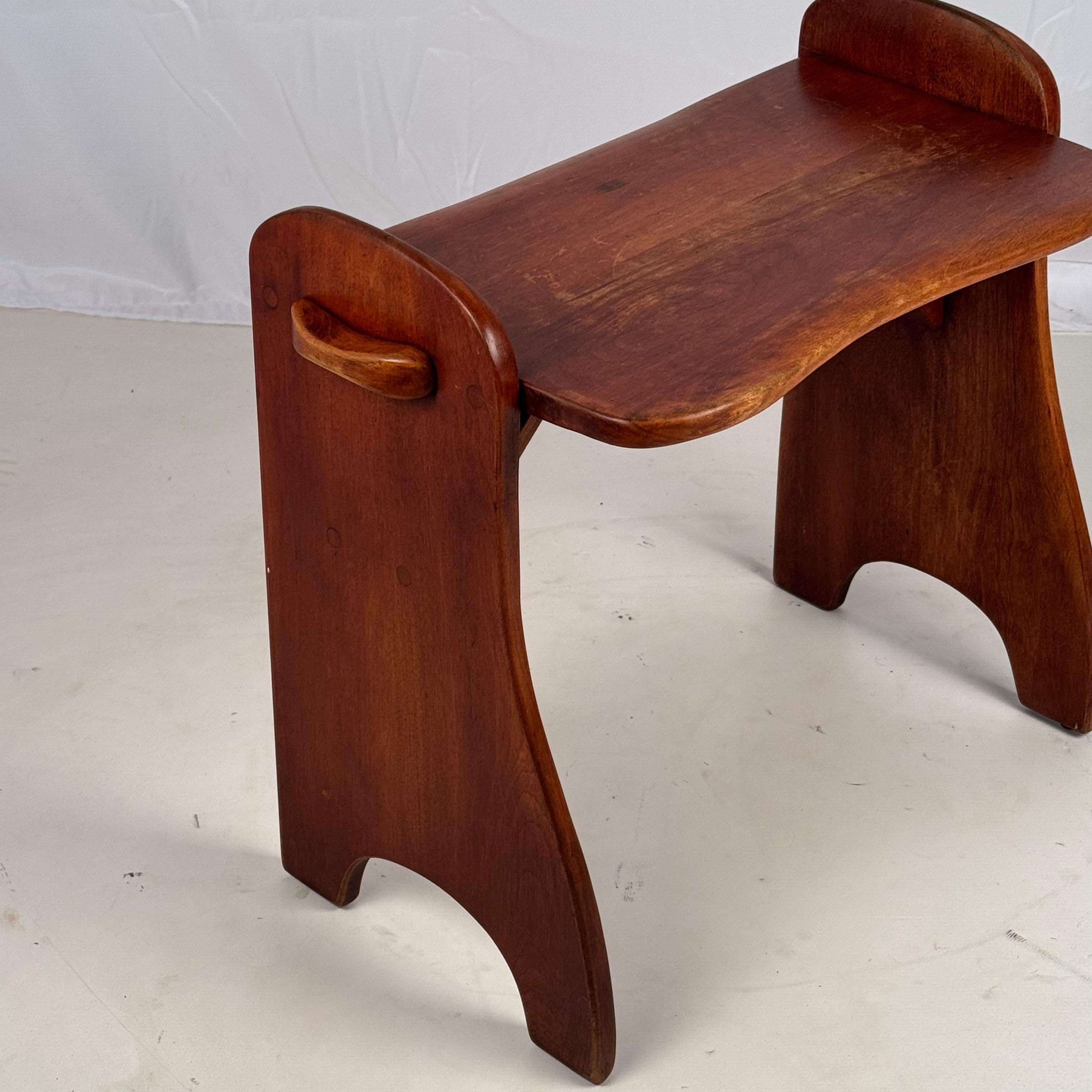 Polished Vintage Maple Stool or Small Bench by Cushman Colonial Creations For Sale