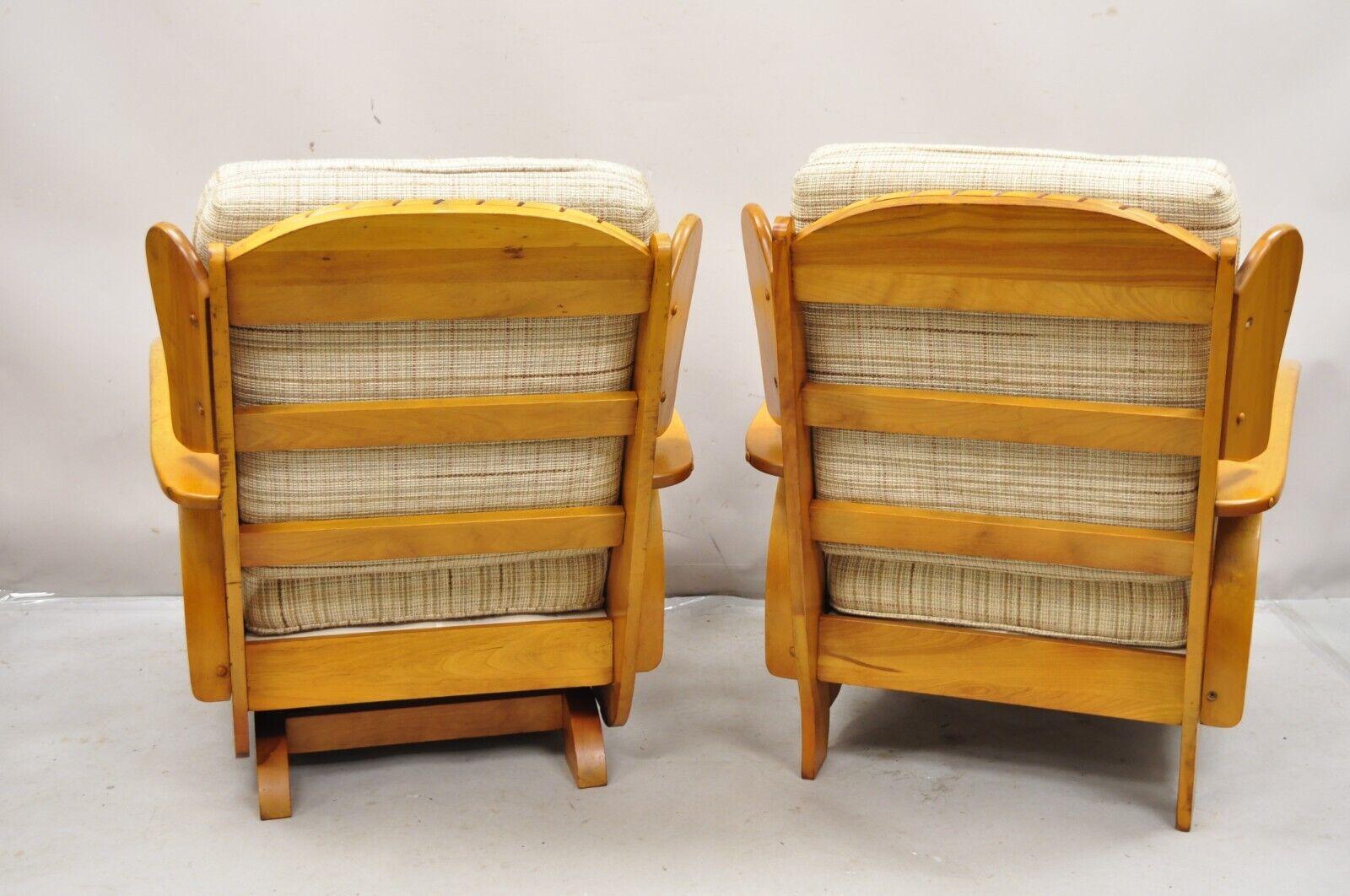 Vintage Maple Wagon Wheel Western Ranch Lounge Chair and Platform Rocker - Pair 2