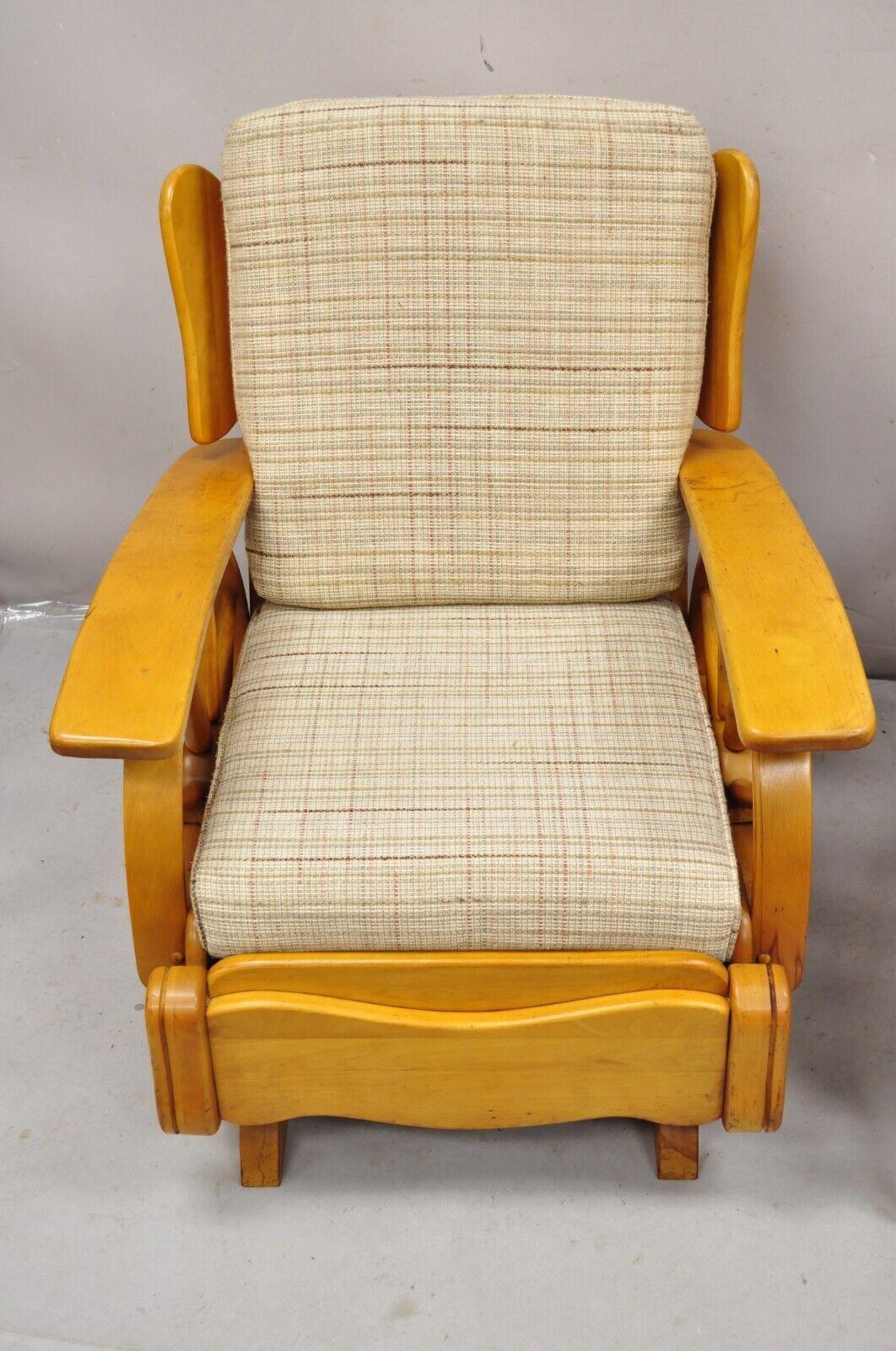 Vintage Maple Wagon Wheel Western Ranch Lounge Chair and Platform Rocker - Pair 3