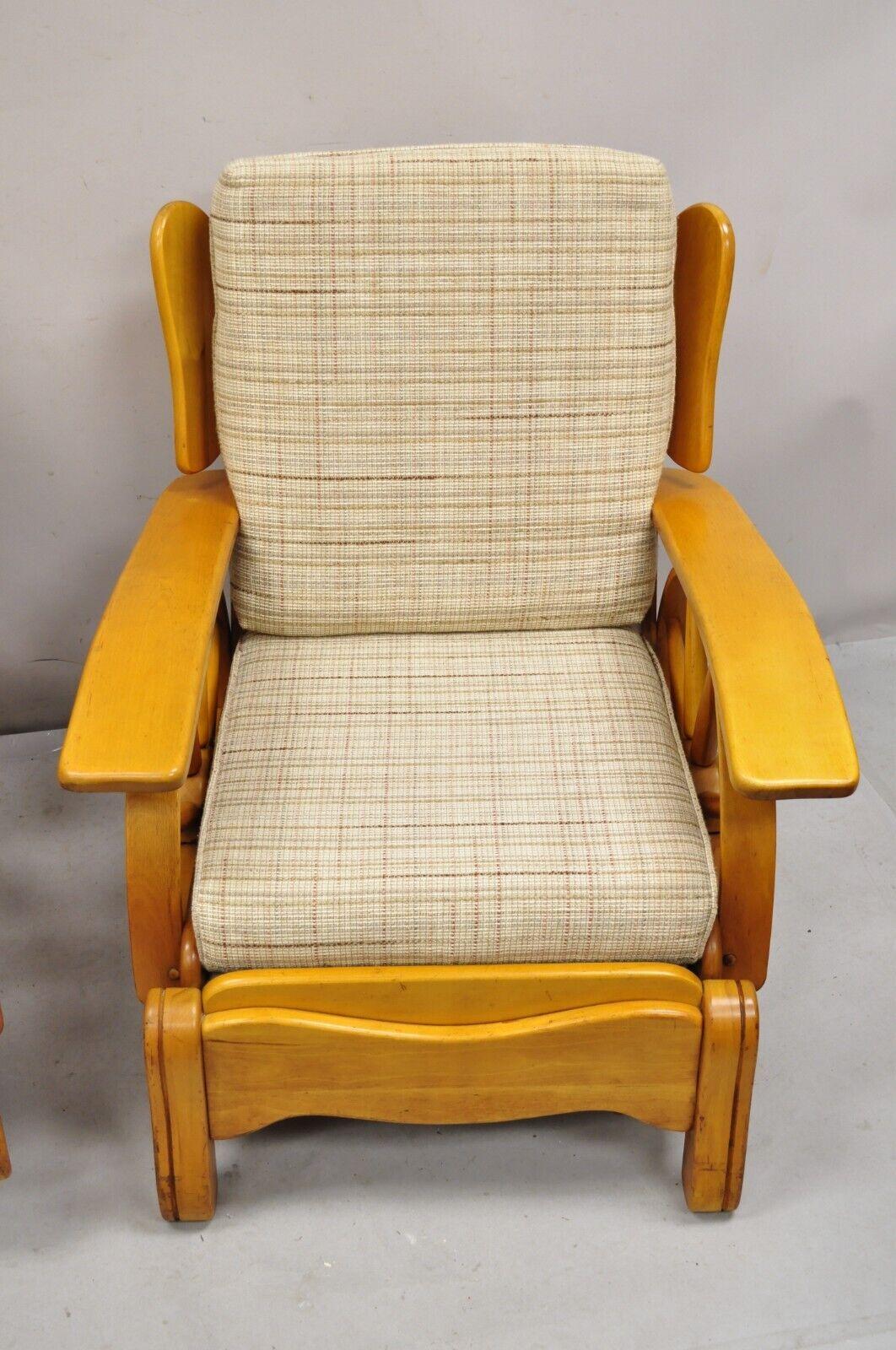 Vintage Maple Wagon Wheel Western Ranch Lounge Chair and Platform Rocker - Pair 4