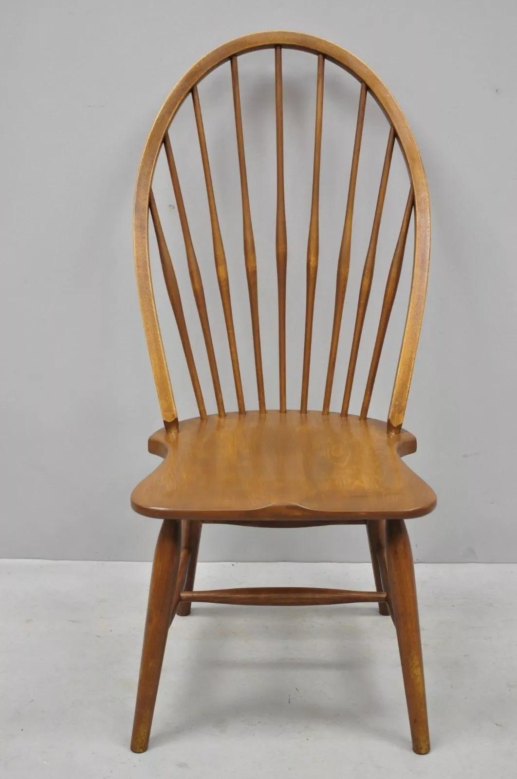 Vintage Maple Wood Fan Back Colonial Windsor Dining Side Chair Made in Slovenia For Sale 5