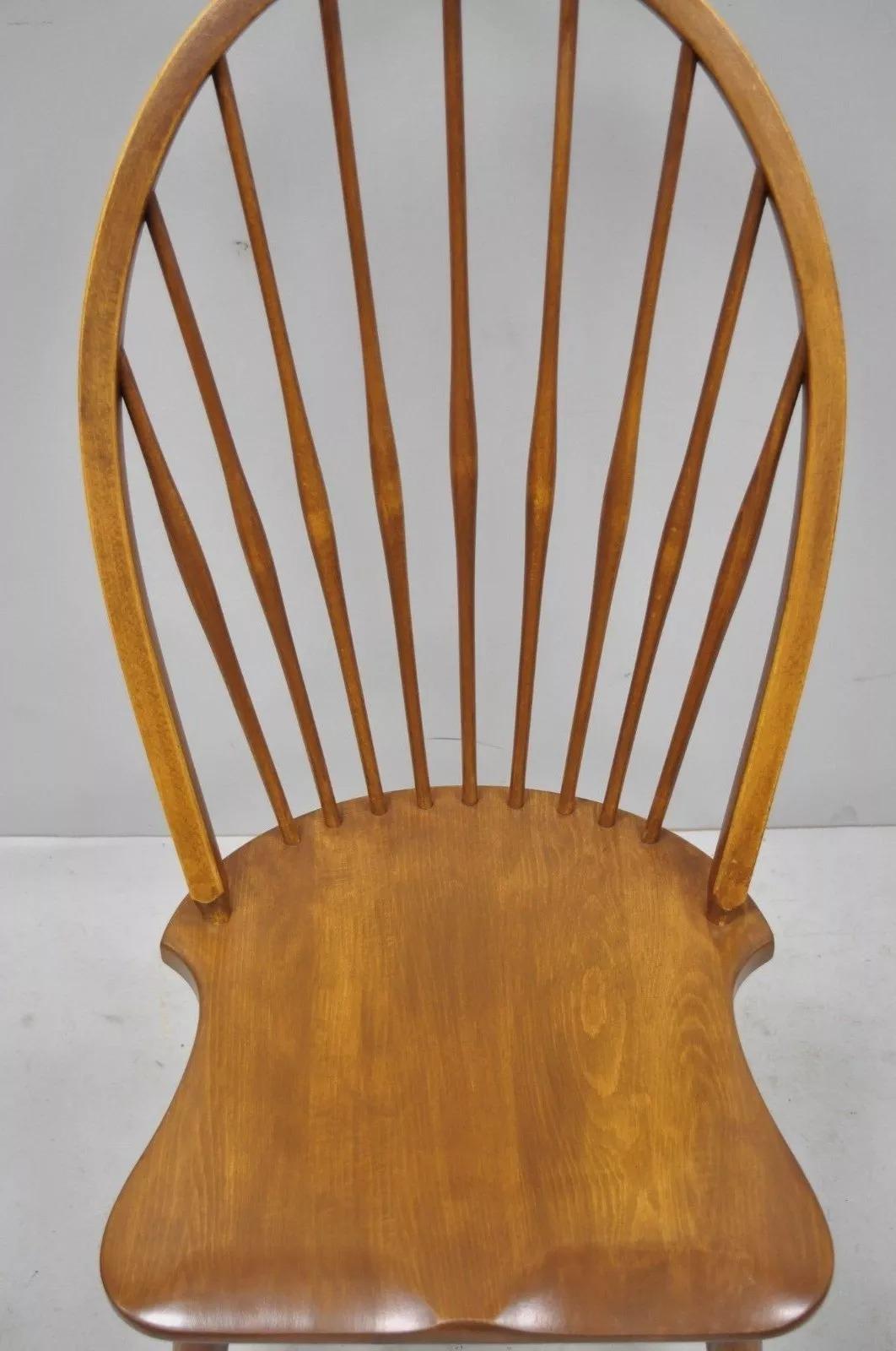 Other Vintage Maple Wood Fan Back Colonial Windsor Dining Side Chair Made in Slovenia For Sale