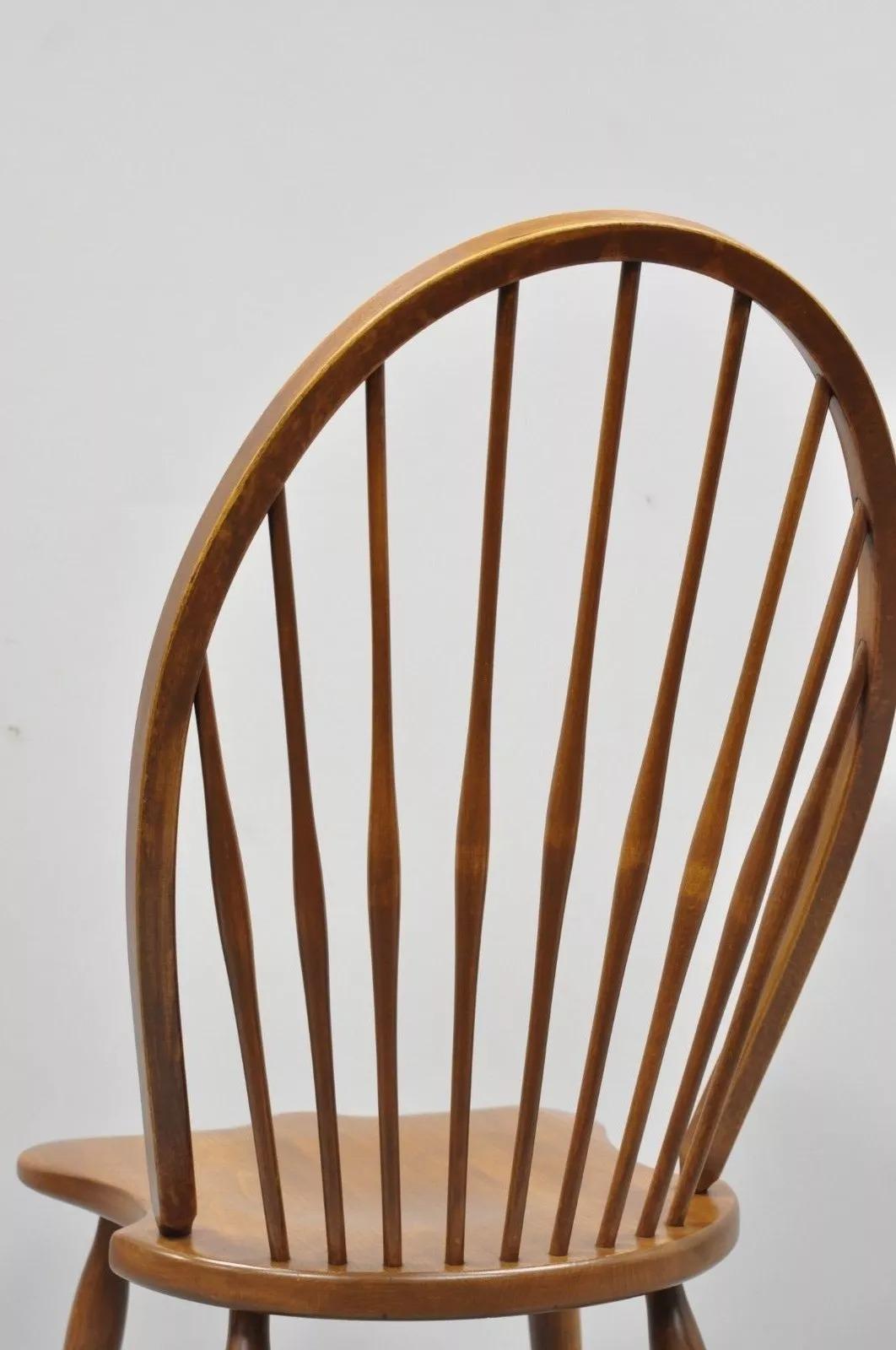 Vintage Maple Wood Fan Back Colonial Windsor Dining Side Chair Made in Slovenia For Sale 3