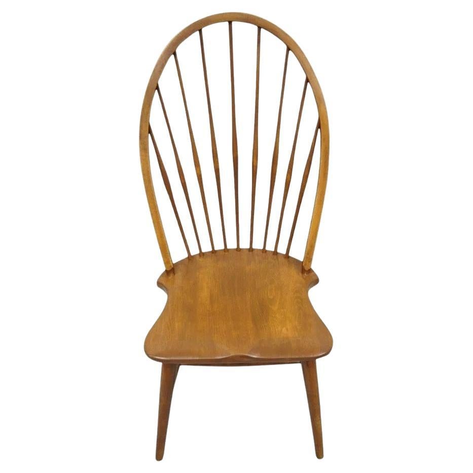 Vintage Maple Wood Fan Back Colonial Windsor Dining Side Chair Made in Slovenia For Sale