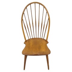 Vintage Maple Wood Fan Back Colonial Windsor Dining Side Chair Made in Slovenia