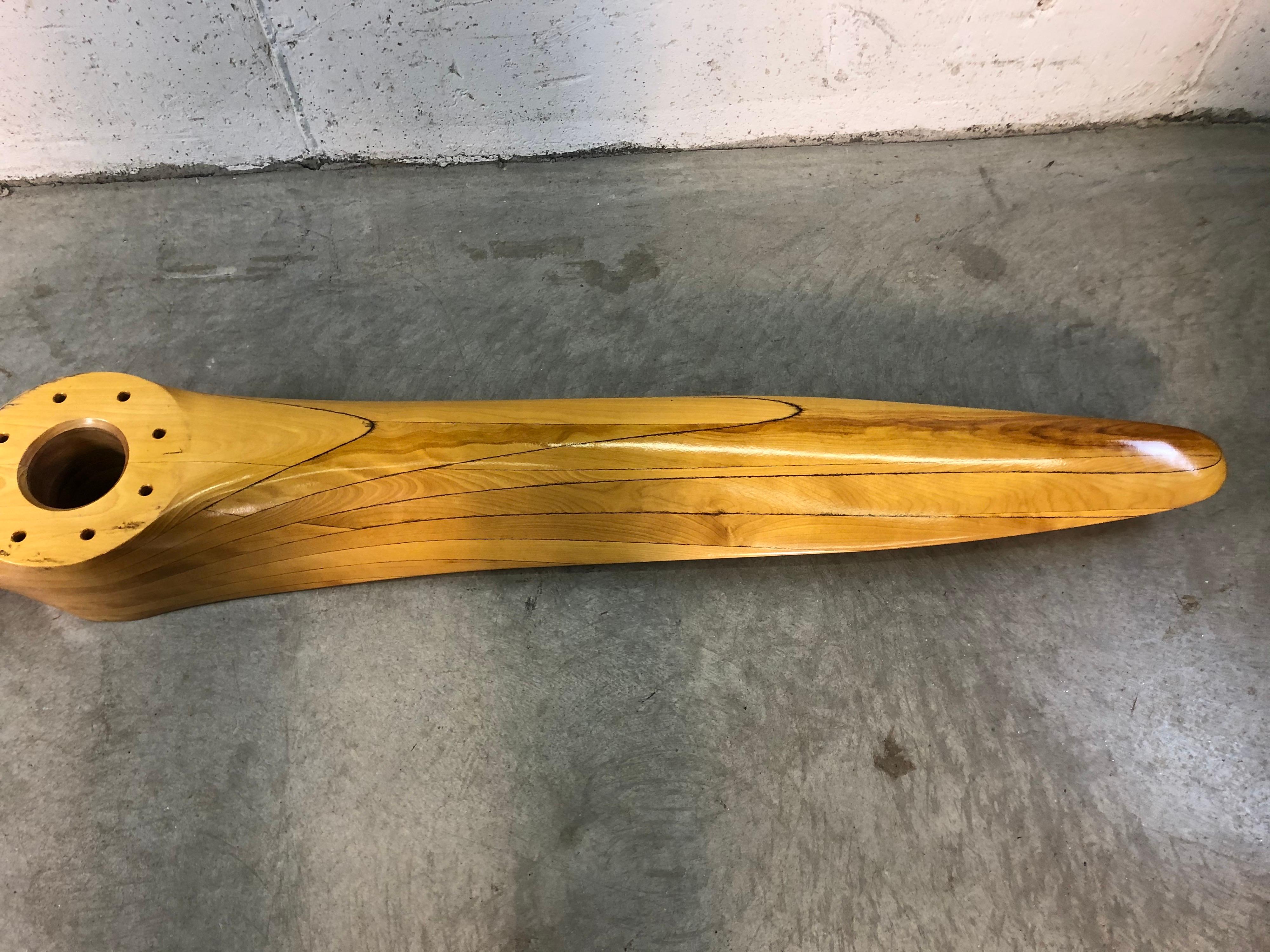 Vintage Maple Wood Large Airplane Propeller For Sale 3