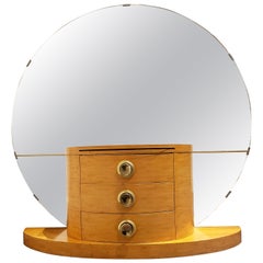 Vintage Maple Wood Vanity with Large Mirror, circa 1970s