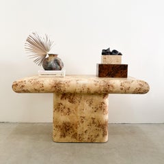 Vintage 1980s Mappa Burlwood Console Table with Pedestal Base