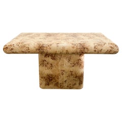 Vintage 1980s Mappa Burlwood Console Table with Pedestal Base