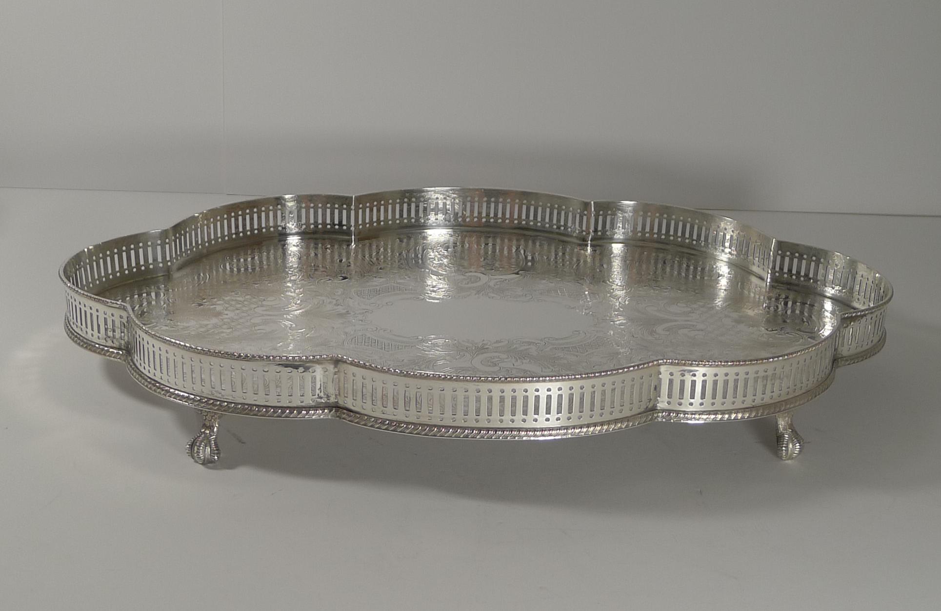 Vintage Mappin & Webb Silver Plated Galleried Tray In Good Condition In Bath, GB