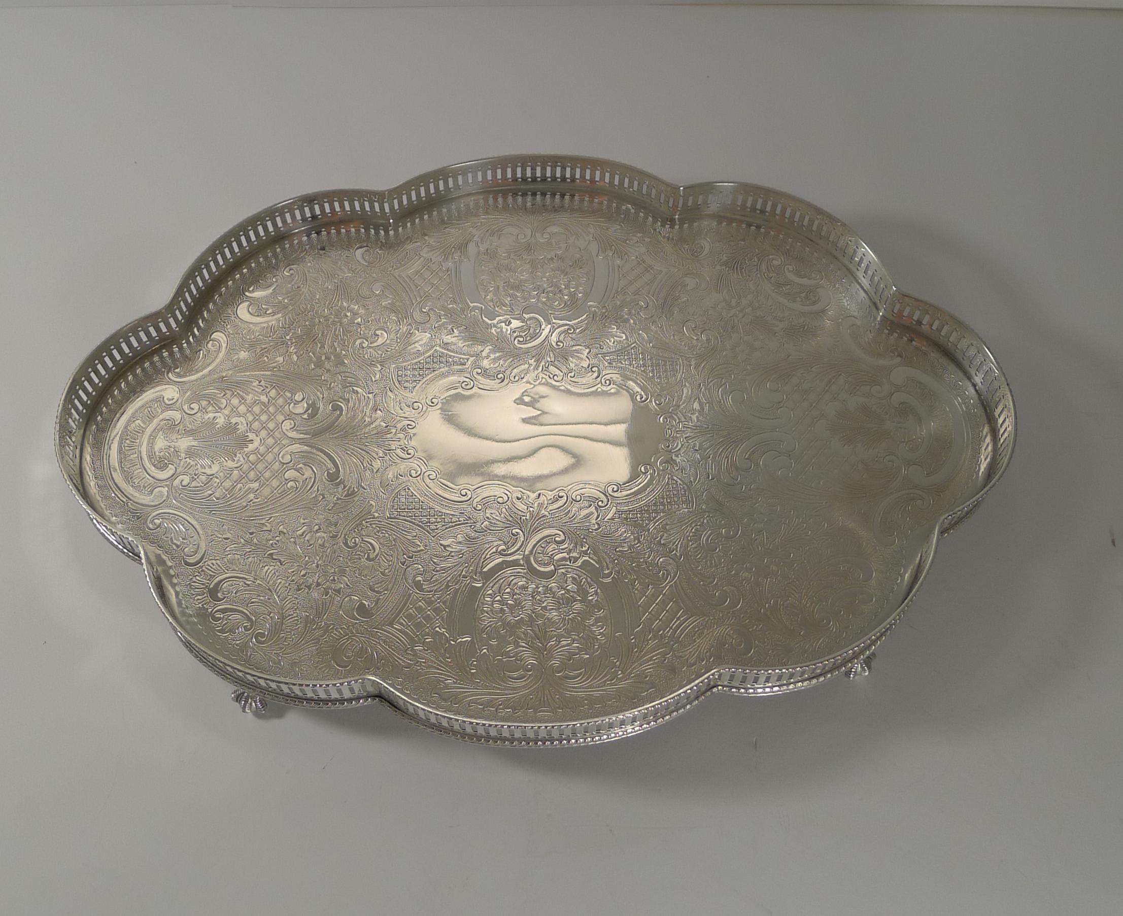 Mid-20th Century Vintage Mappin & Webb Silver Plated Galleried Tray