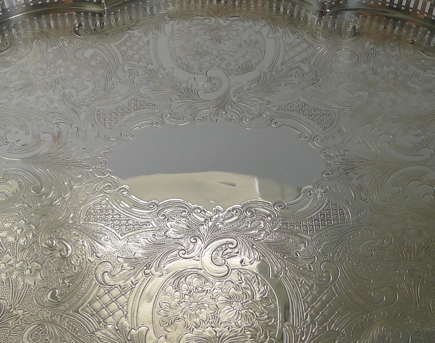 Vintage Mappin & Webb Silver Plated Galleried Tray 4