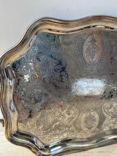 Bandeja de servicio rococó vintage de Mappin & Webb, chapada en plata, Inglaterra