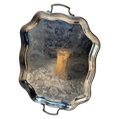Bandeja de servicio rococó vintage de Mappin & Webb, chapada en plata, Inglaterra