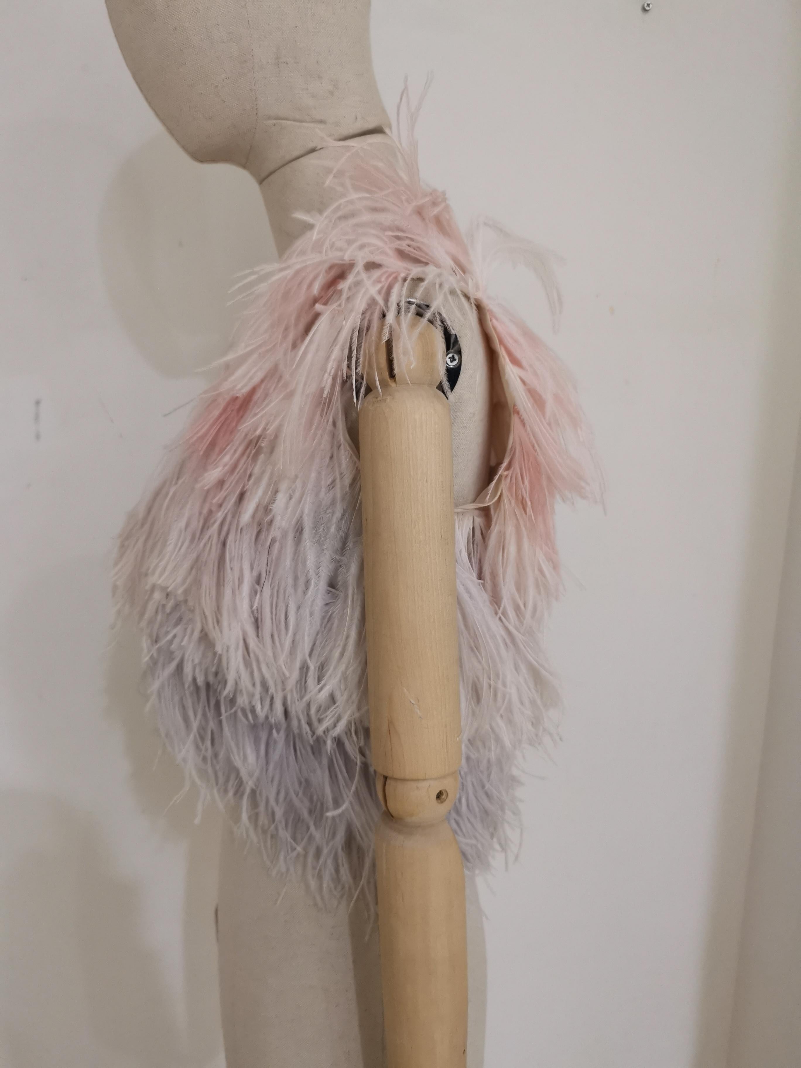 Vintage marabou pink and grey vest In Excellent Condition In Capri, IT