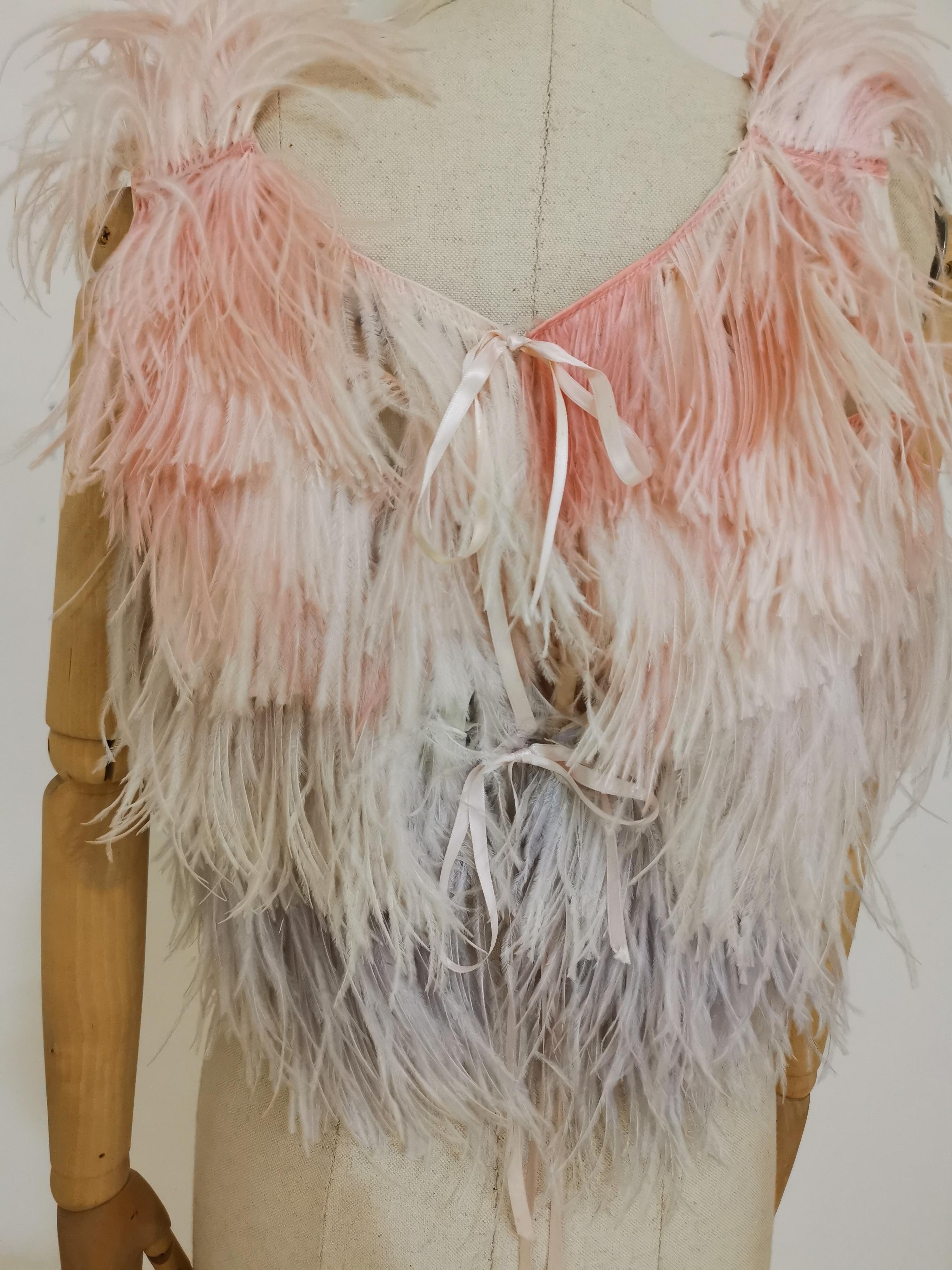 Vintage marabou pink and grey vest 1