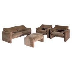 Conjunto vintage "Maralunga" de Vico Magistretti para Cassina, años 70, Italia