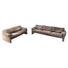 Vintage Maralunga sofa set by Vico Magistretti for Cassina, 1973