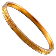 Vintage Marathon Co. Classic Bracelet in 14 Carat Gold, Chiselled with Flowers