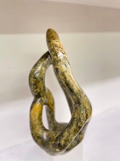 Vintage Marble Abstract Sculpture with Organic Design on a White Base 1980s