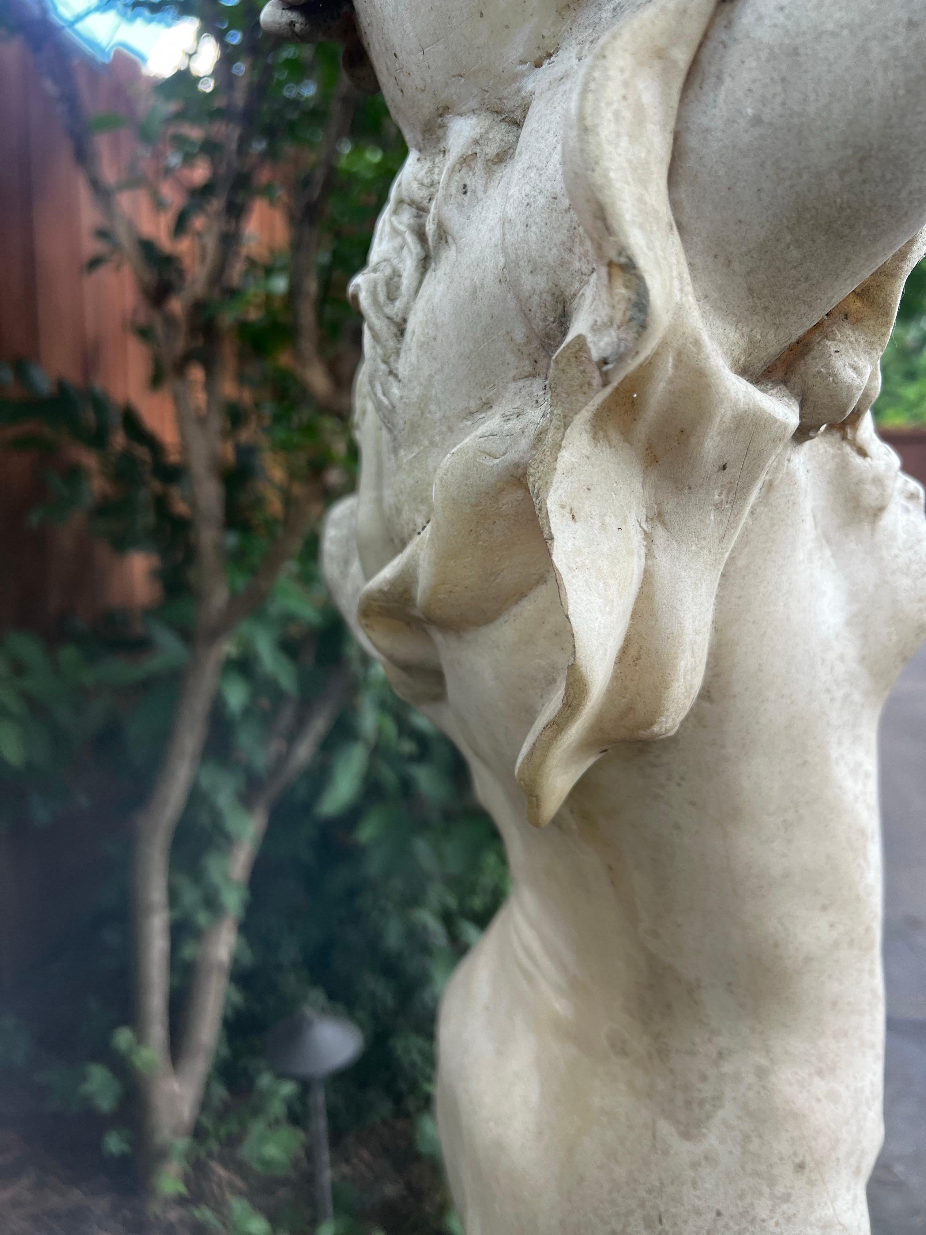 20th Century Vintage Marble/Alabaster Composite Goddess Venus Garden Statue on Pedestal For Sale