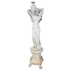 Vintage Marble/Alabaster Composite Goddess Venus Garden Statue on Pedestal
