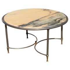 Vintage Marble and Brass Cocktail Table-Lounge Table-Maison Jansen Style-70s