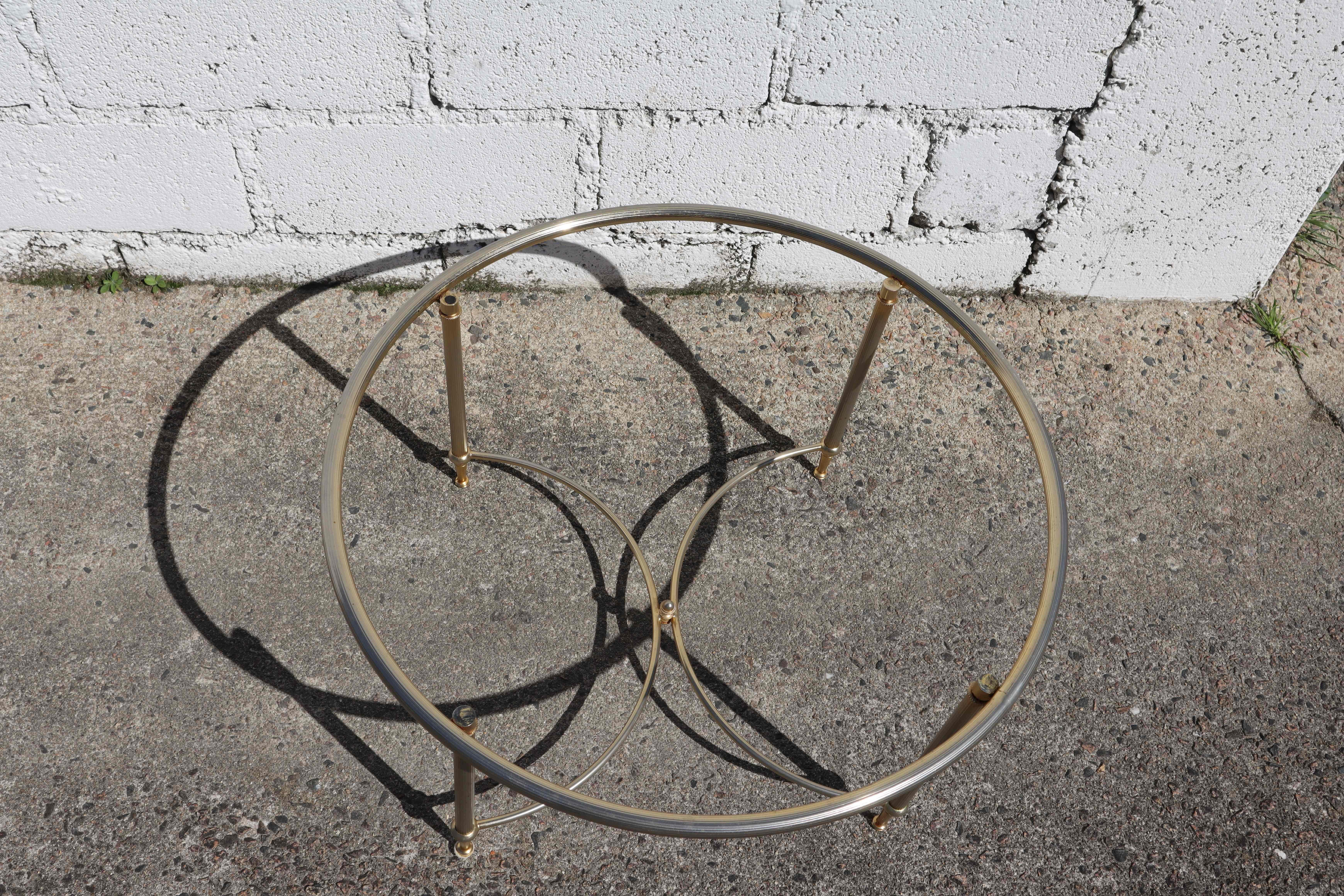 Metal Vintage Marble and Brass Cocktail Table-Lounge Table-Maison Jansen Style-70s For Sale
