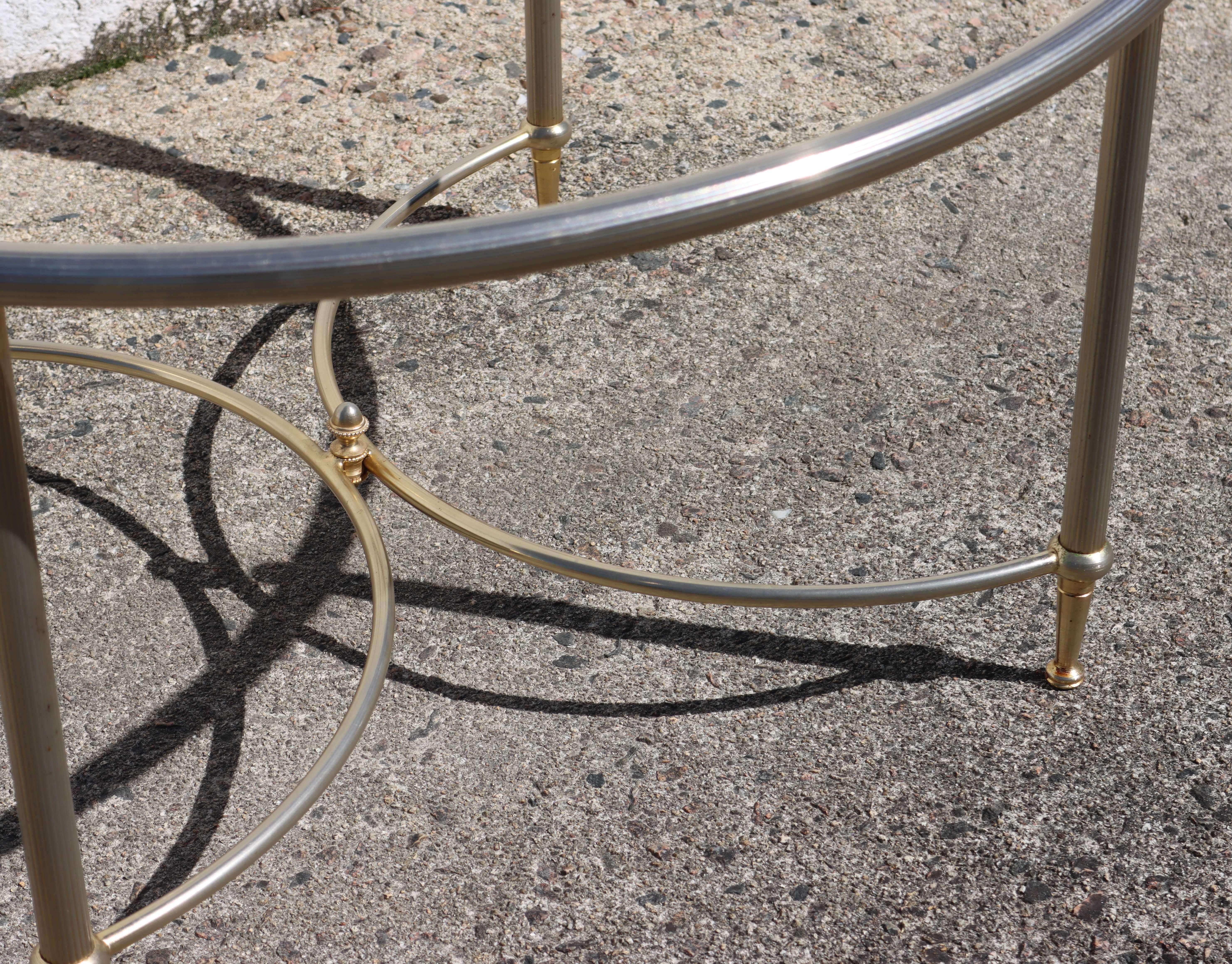 Vintage Marble and Brass Cocktail Table-Lounge Table-Maison Jansen Style-70s For Sale 1