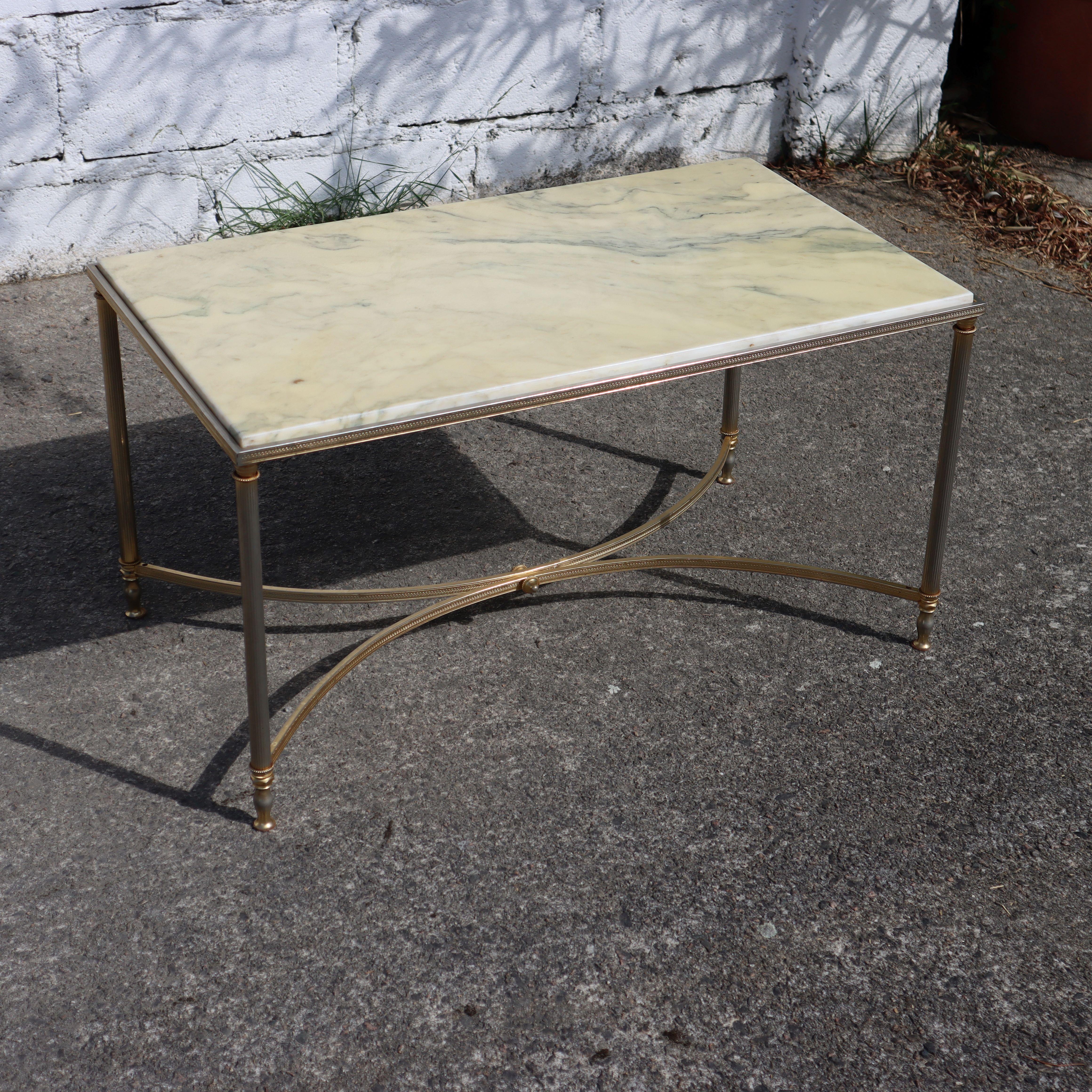 Table basse vintage en marbre et laiton - Table de salon - Style Régence - années 70 en vente 3