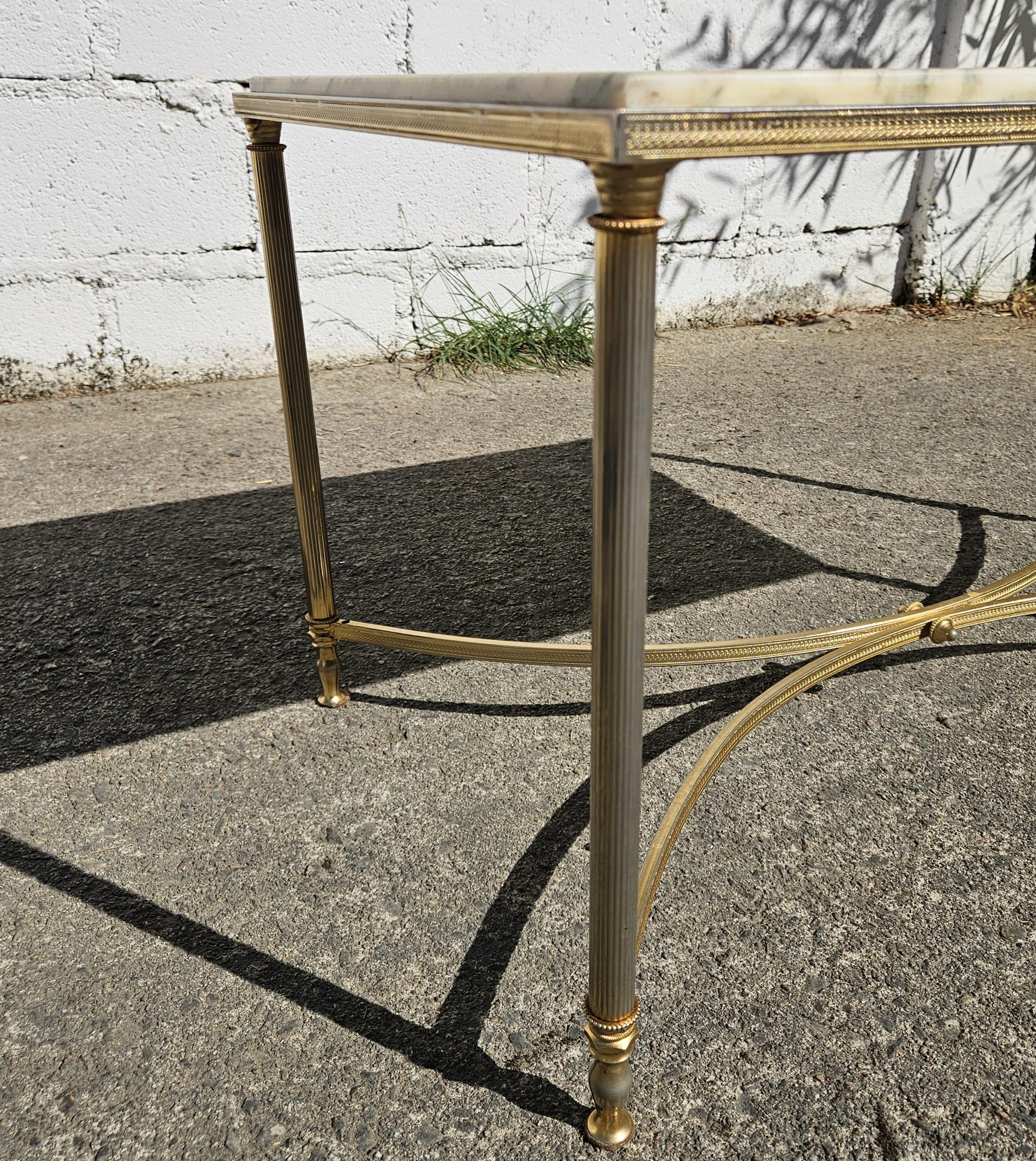 Table basse vintage en marbre et laiton - Table de salon - Style Régence - années 70 en vente 6