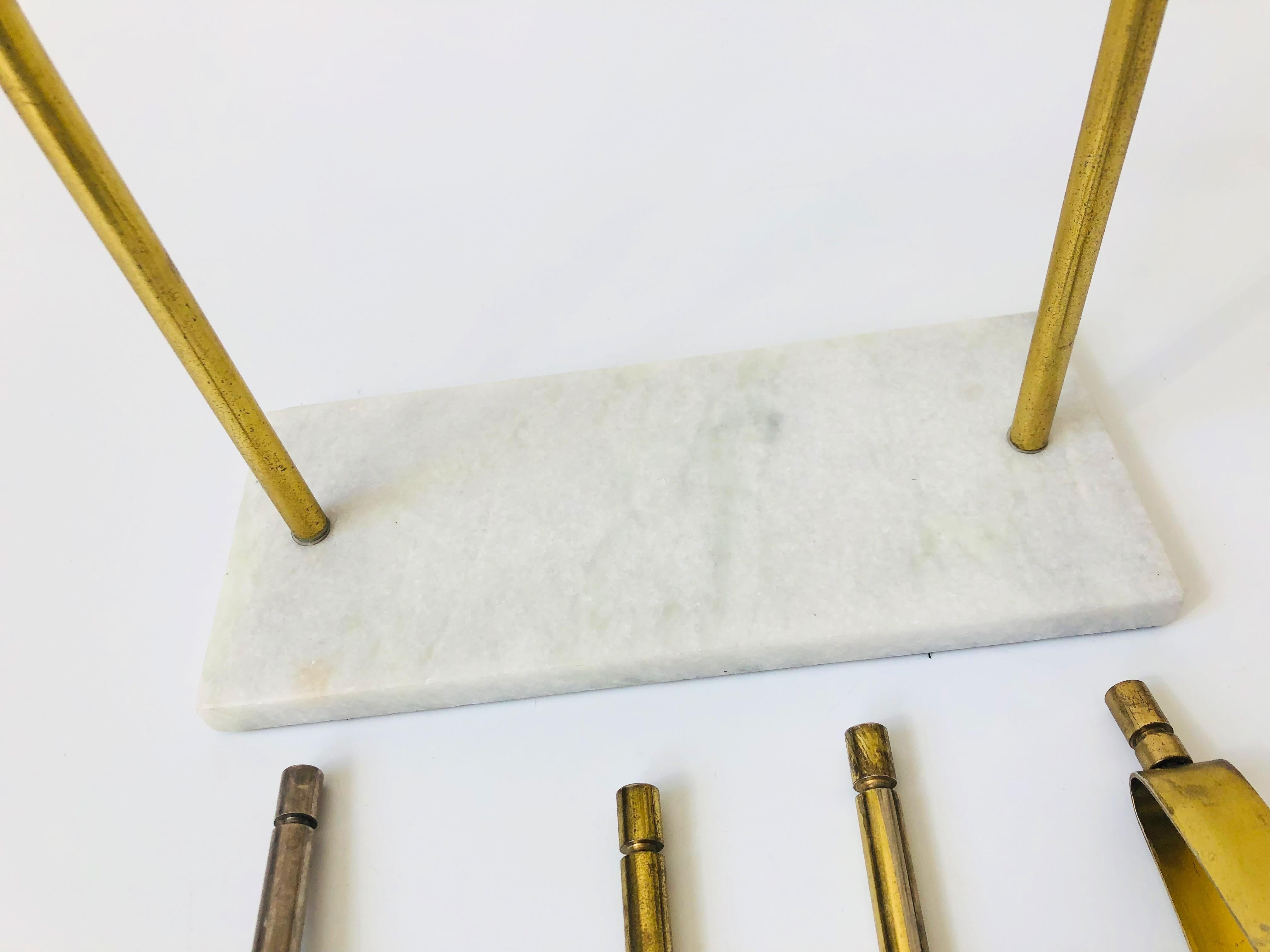 Vintage Marble and Brass Hanging Bar Tool Set 2